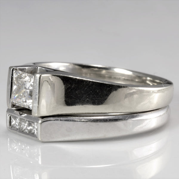 Bezel Set Princess Diamond Wedding Ring Set | 0.52 ctw, SZ 6 |