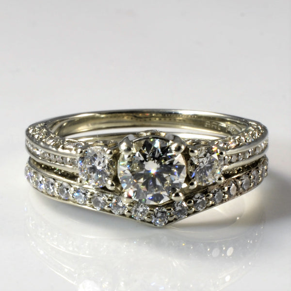 'Spence Diamonds' Three Stone Diamond Detailed Wedding Set | 1.51ctw | SZ 7.5 |