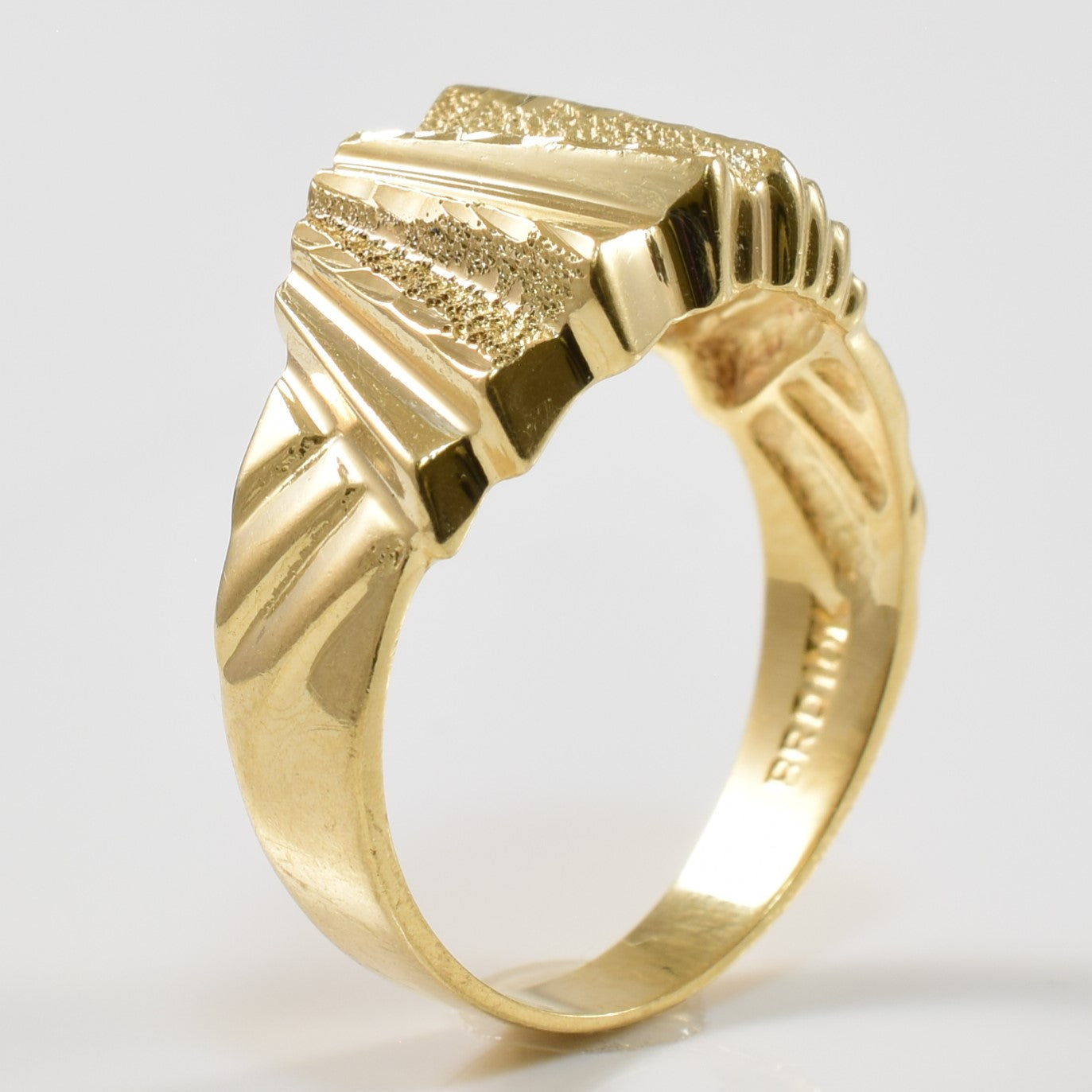 Yellow Gold Textured Geometric  Ring | SZ 6.25 |