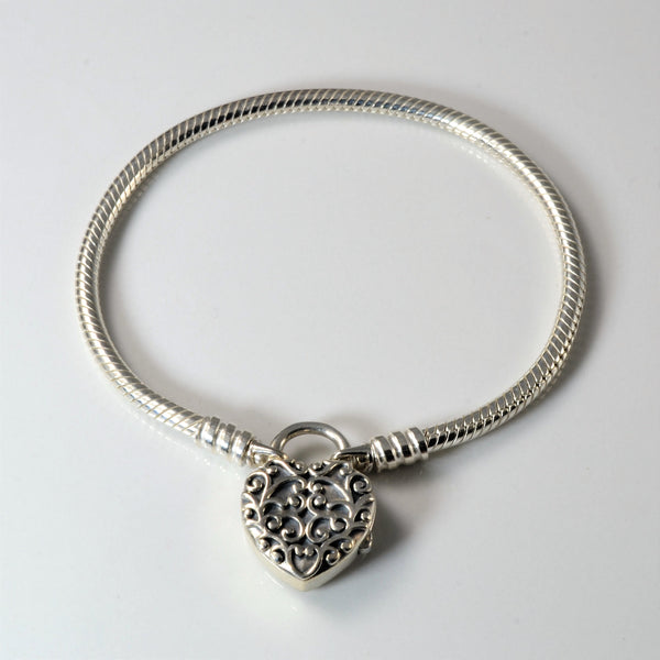 'Pandora' Regal Heart Padlock Clasp Bracelet | 6.5