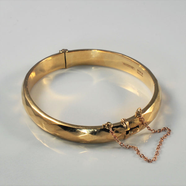 'Birks' Faceted Gold Bangle Bracelet | 7