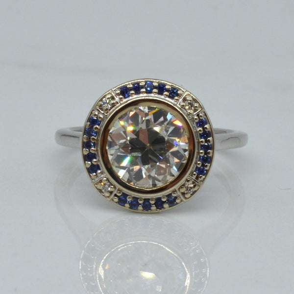'Bespoke' Sapphire & Diamond Halo Engagement Ring | 2.02ct, 0.25ctw | SZ 7 |