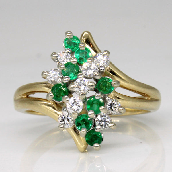 Diamond & Emerald Waterfall Ring | 0.27ctw, 0.18ctw | SZ 6.75 |