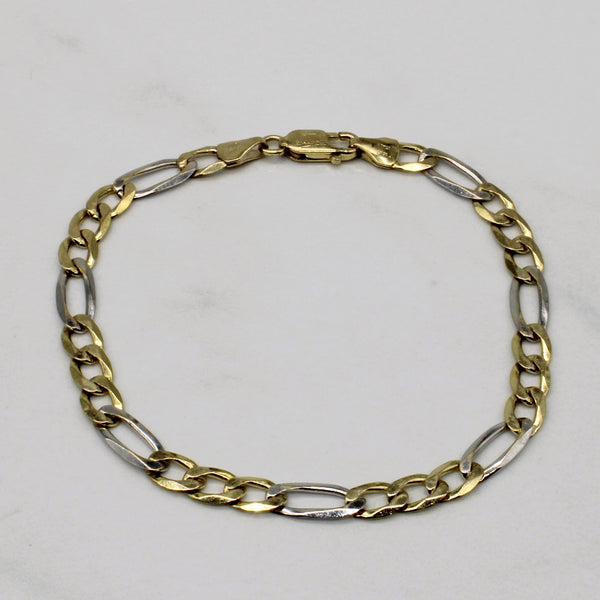 10k Two Tone Gold Figarucci Bracelet | 7.5