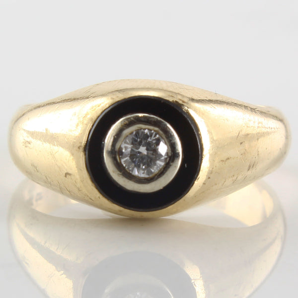 'Birks' Diamond & Black Onyx Signet Ring | 0.12ct, 0.93ct | SZ 9 |
