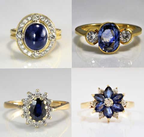 four sapphire rings